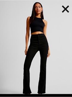 Simons Black High-Rise Wide-Leg Jeans